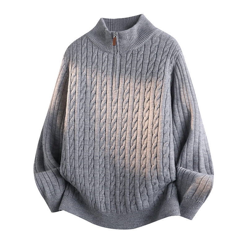 Damen Modischer Strickpullover mit Stehkragen und Reißverschluss Drune