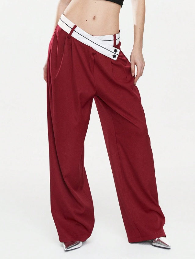 Damen Modische Palazzo-Hose mit asymmetrischem Bund Drune