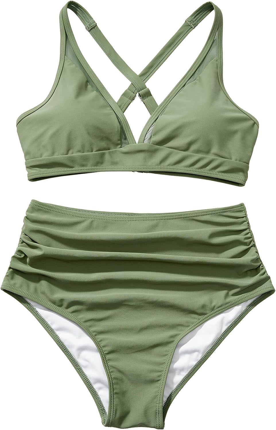 Damen Sportliches Bikini-Set mit verschränkten Trägern und hohem Schnitt Drune