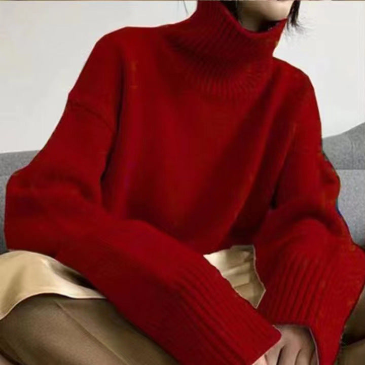 Damen Kuscheliger Rollkragenpullover mit weichem Strick Drune