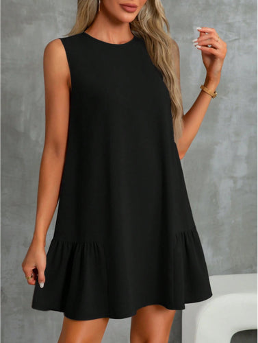 Damen luftiges Sommerkleid mit Rüschensaum Drune