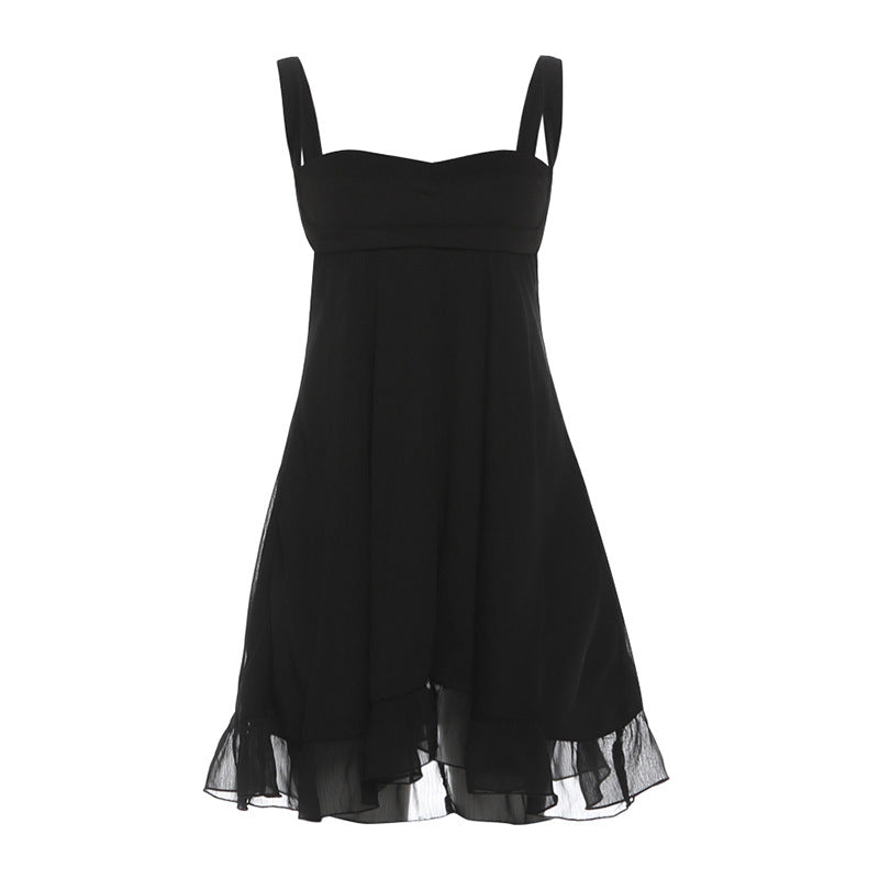 Damen Chiffonkleid mit fließendem Saum und herzförmigem Ausschnitt Drune