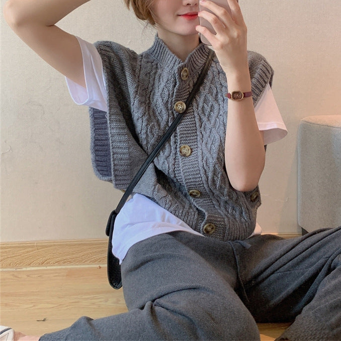 Damen Strickweste mit Zopfmuster Drune