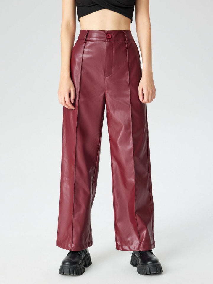 Damen Elegante Kunstlederhose Drune