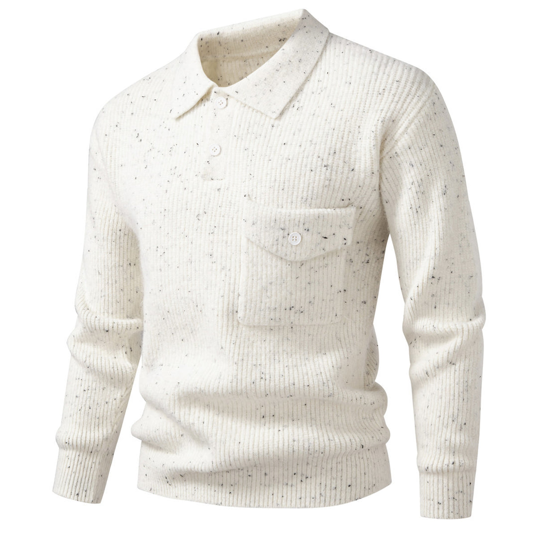 Herren Polokragen-Pullover aus Rippenstrick mit aufgesetzter Brusttasche Drune