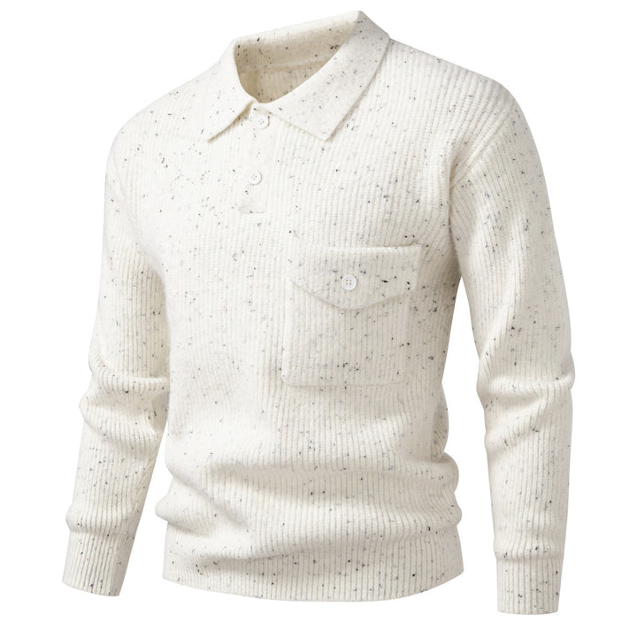 Herren Polokragen-Pullover aus Rippenstrick mit aufgesetzter Brusttasche Drune