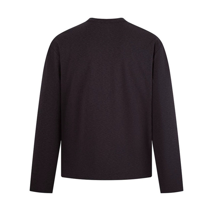 Herren Langarm-Henleyshirt mit Stehkragen und Knopfverschluss aus strukturiertem Jersey Drune