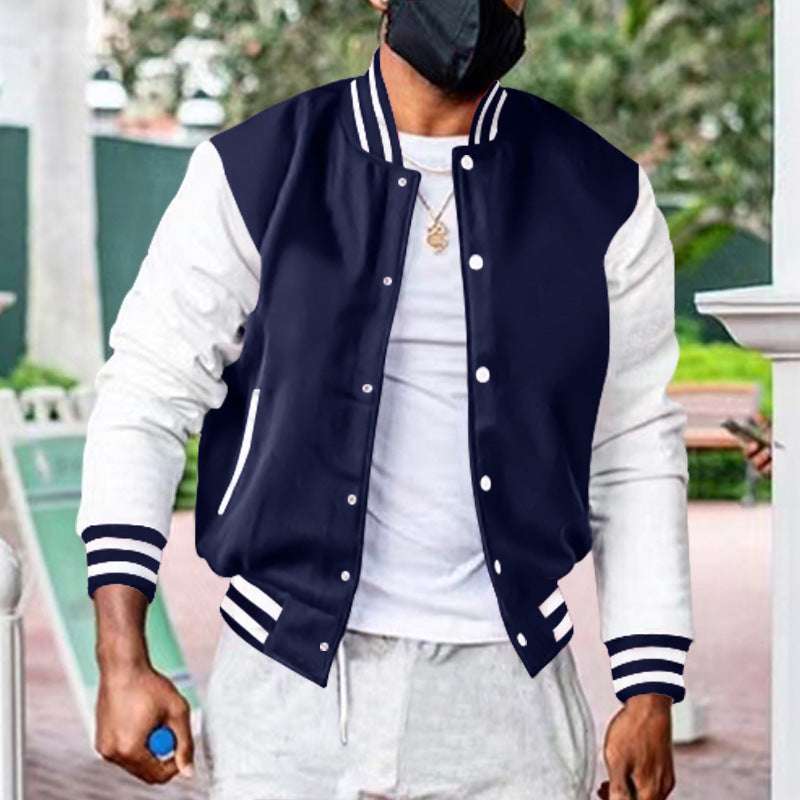 Herren Sportliche Collegejacke mit kontrastierenden Ärmeln und komfortablem Schnitt Drune