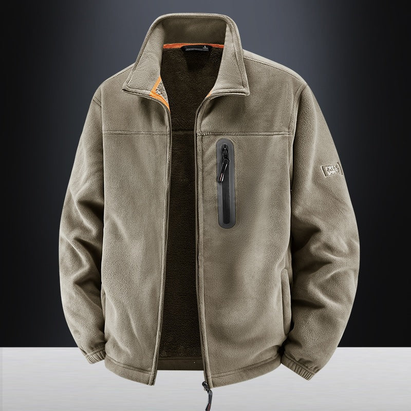 Herren Thermo-Fleece-Outdoorjacke mit Teddy-Innenfutter, Brustreißverschluss & windabweisender Oberfläche Drune