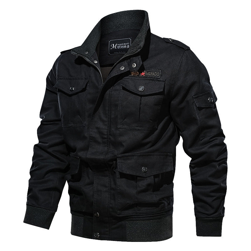 Herren Robust geschnittene Canvas-Fieldjacke mit Epauletten, Mehrfachtaschen und geripptem Abschluss Drune