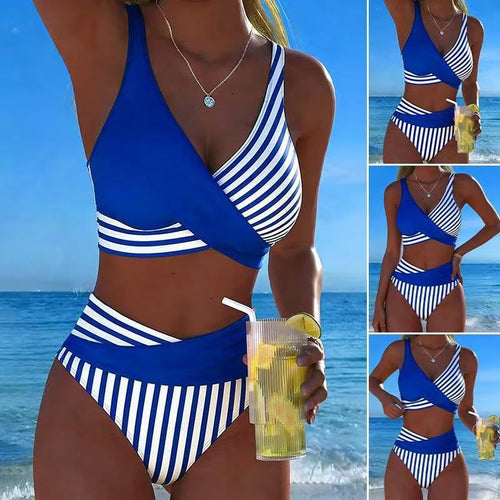 Damen Sportlicher Zweiteiliger Badeanzug mit asymmetrischem Design Drune