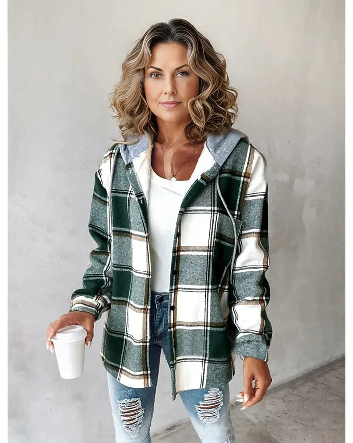 Damen Kapuzencardigan mit Streifen und Druckknopfblende Drune