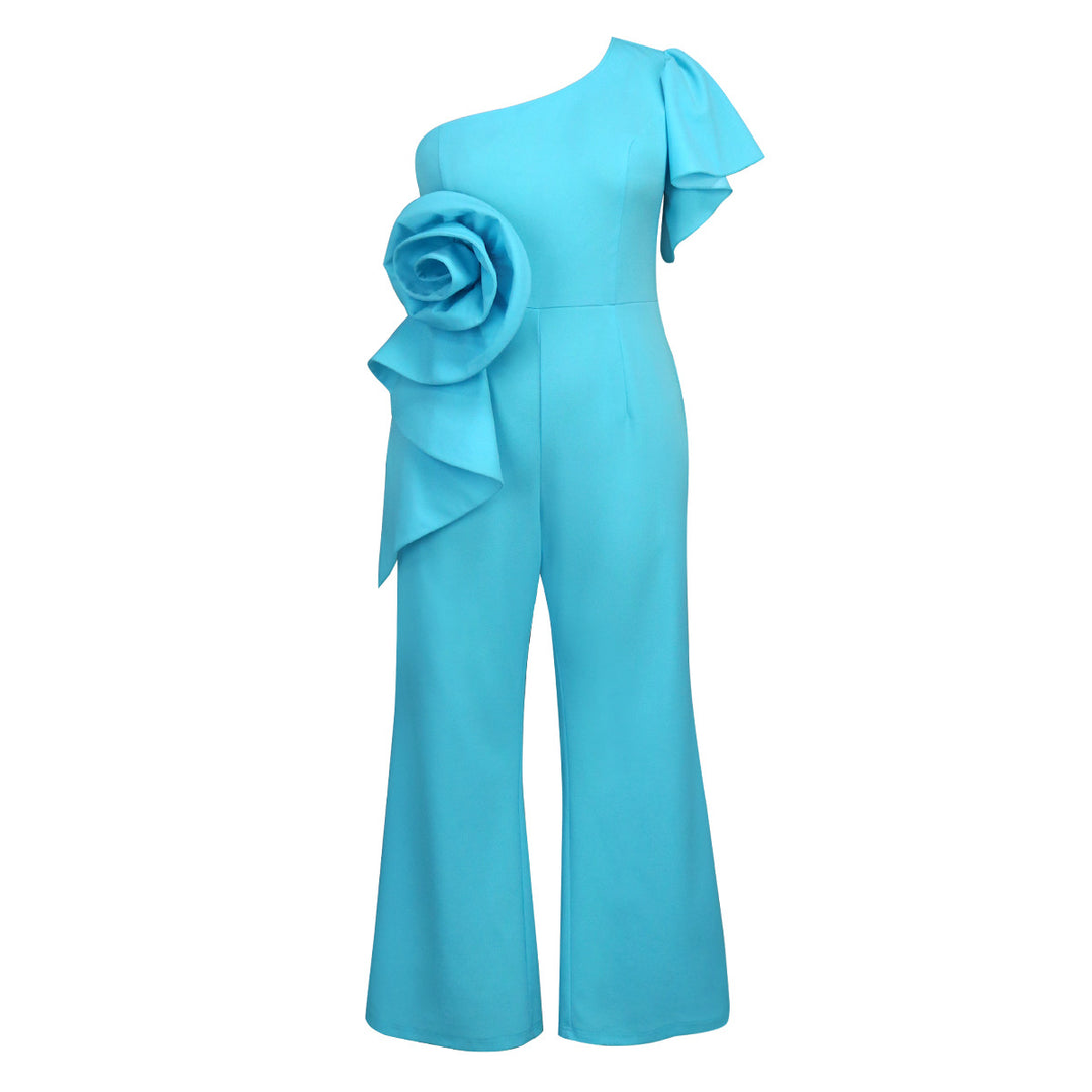 Damen Jumpsuit mit asymmetrischem Schnitt und voluminösem Blumenakzent Drune