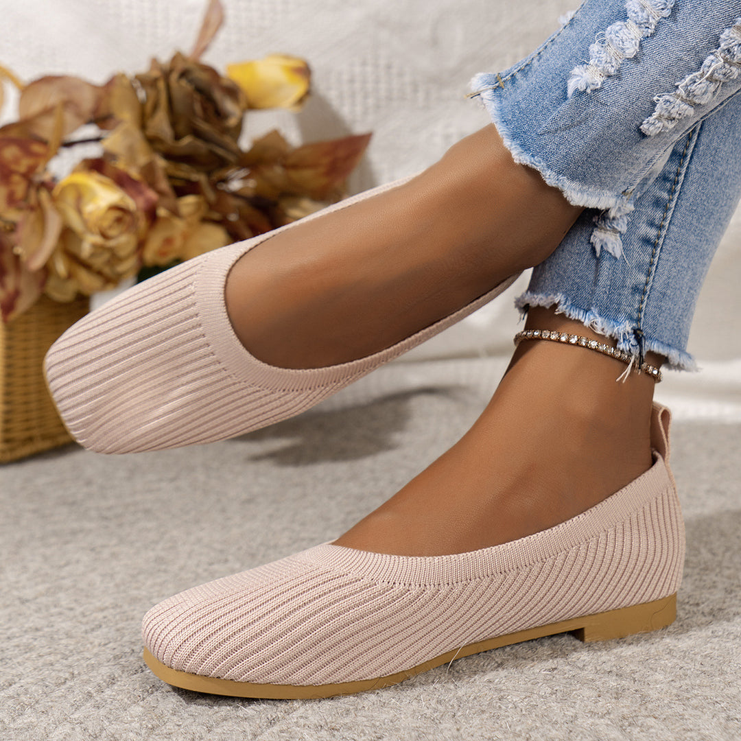 Damen Atmungsaktive Strick‑Ballerinas mit quadratischer Spitze Drune