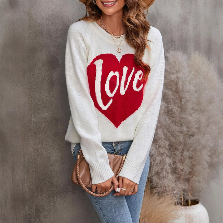 Damen Strickpullover mit Herz-Design Drune