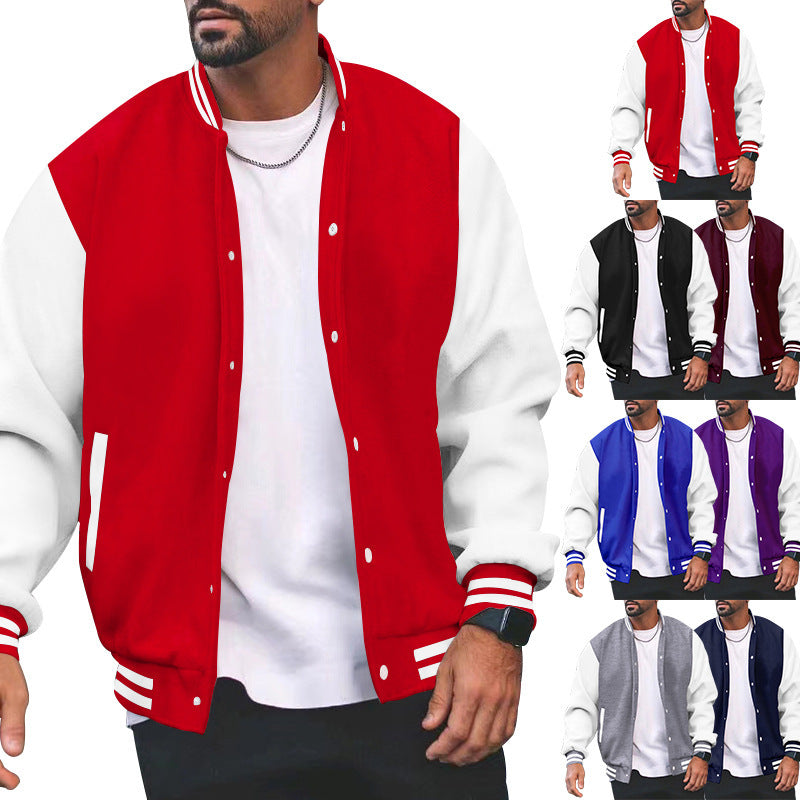 Herren Sportliche Collegejacke mit kontrastierenden Ärmeln und komfortablem Schnitt Drune
