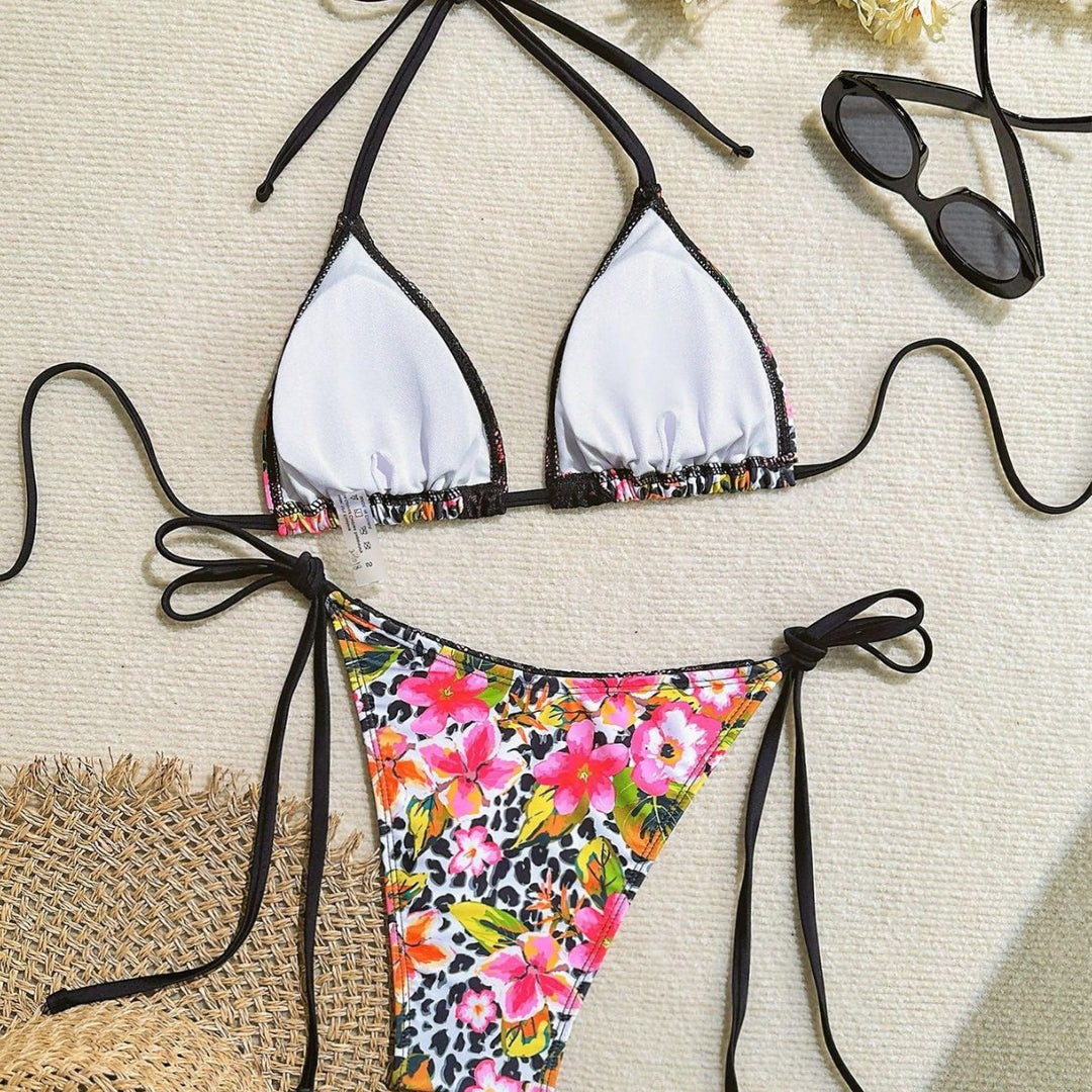 Damen Triangel-Bikini mit Spitzenverzierungen Drune