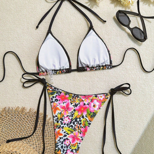 Damen Triangel-Bikini mit Spitzenverzierungen Drune