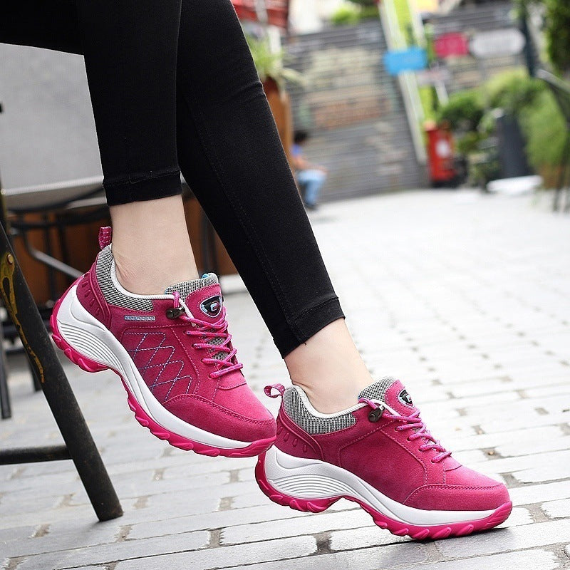 Damen Bequeme Outdoor-Walking-Sneaker mit verstärkter Profilsohle und gepolstertem Knöchelkragen Drune