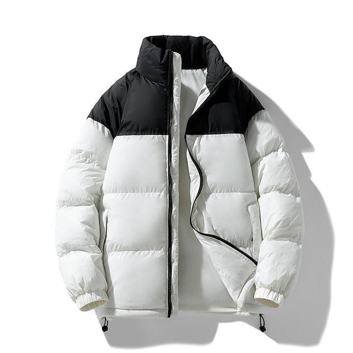 Herren gesteppte Thermo-Daunenimitat-Jacke mit hohem Stehkragen und Kordelzug Drune