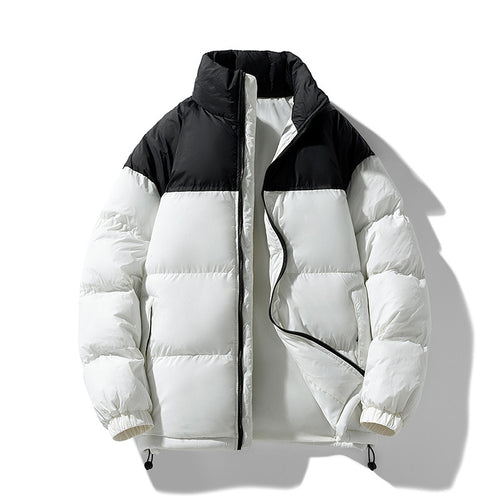 Herren gesteppte Thermo-Daunenimitat-Jacke mit hohem Stehkragen und Kordelzug Drune