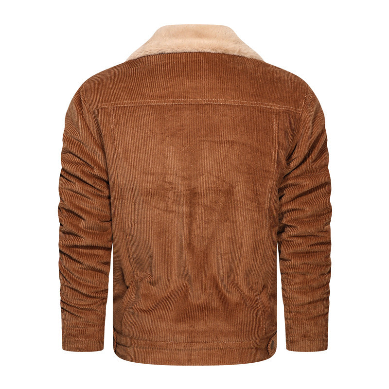 Herren Cordjacke mit Teddyfutter und Druckknopfverschluss Drune