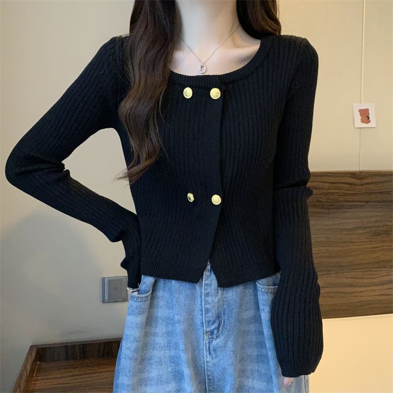 Damen Knitted Cardigan mit dekorativen Knopfdetails Drune