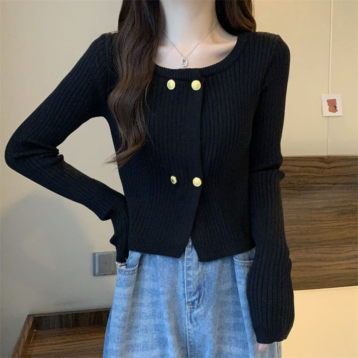 Damen Knitted Cardigan mit dekorativen Knopfdetails Drune