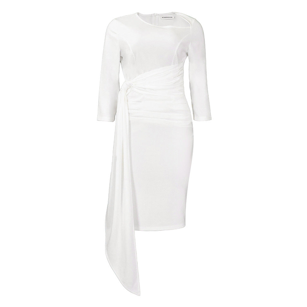 Damen Etuikleid mit eleganter Drapierung und asymmetrischem Saum Drune
