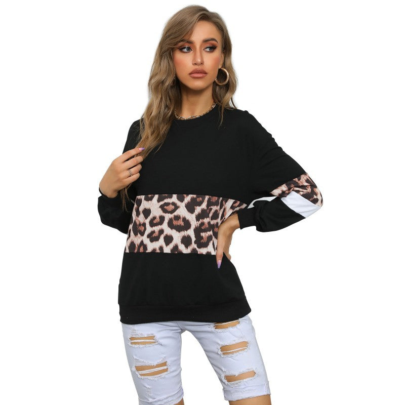 Damen Sweatshirt mit Leo‑Print und Colorblock‑Einsatz Drune