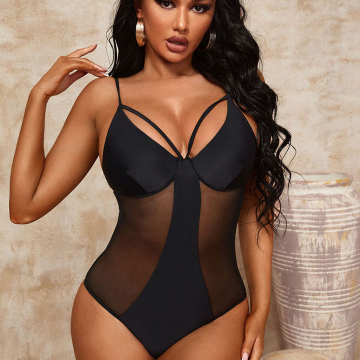 Damen Cut-Out Einteiler Badeanzug Drune
