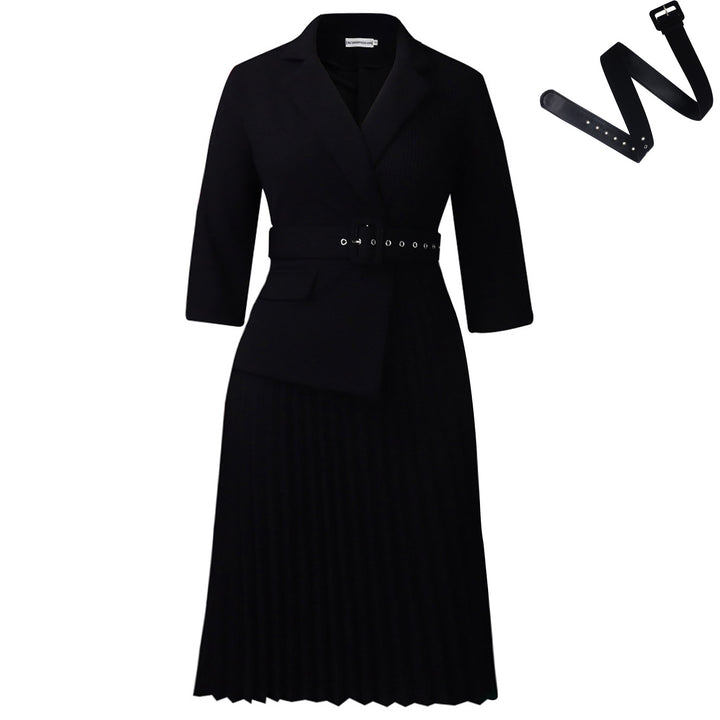 Damen Plissee Blazer-Kleid mit gleichzeitigem Taillengürtel Drune