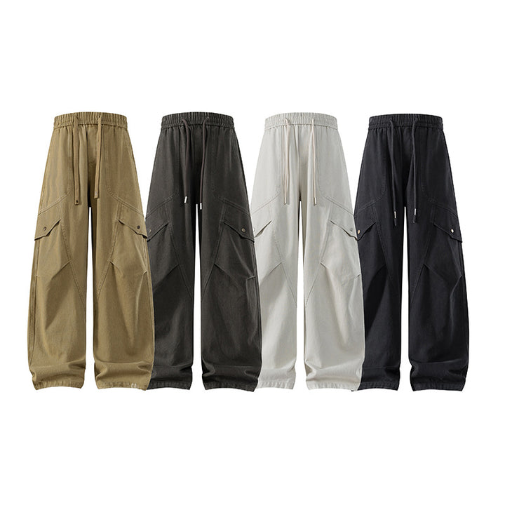 Herren weite Utility-Cargo-Hose mit Tunnelzugbund und großen Klappentaschen Drune