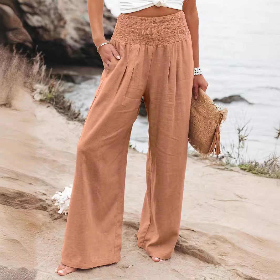 Damen Weite Sommerhose mit elastischem Bund und lockerem Schnitt Drune
