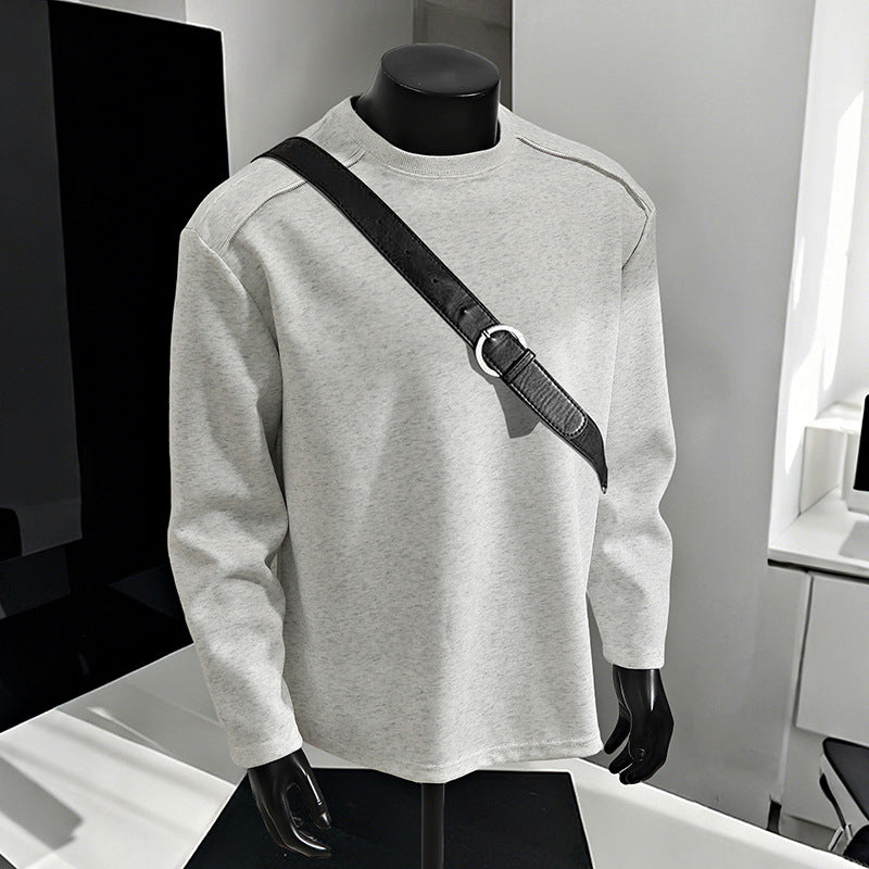 Herren Relaxed-Fit Baumwollmix Crewneck-Sweatshirt mit Raglannähten und melierter Struktur Drune