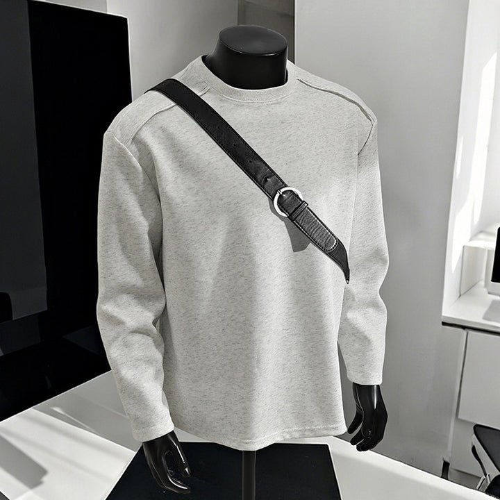 Herren Relaxed-Fit Baumwollmix Crewneck-Sweatshirt mit Raglannähten und melierter Struktur Drune