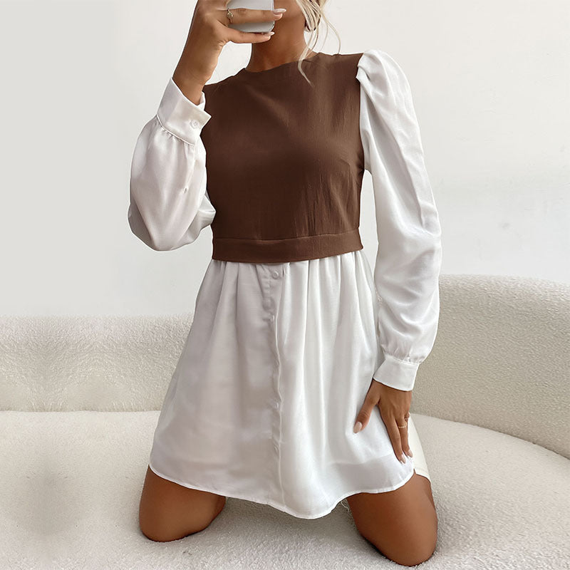 Damen Hemdblusenkleid mit Puffärmeln Drune