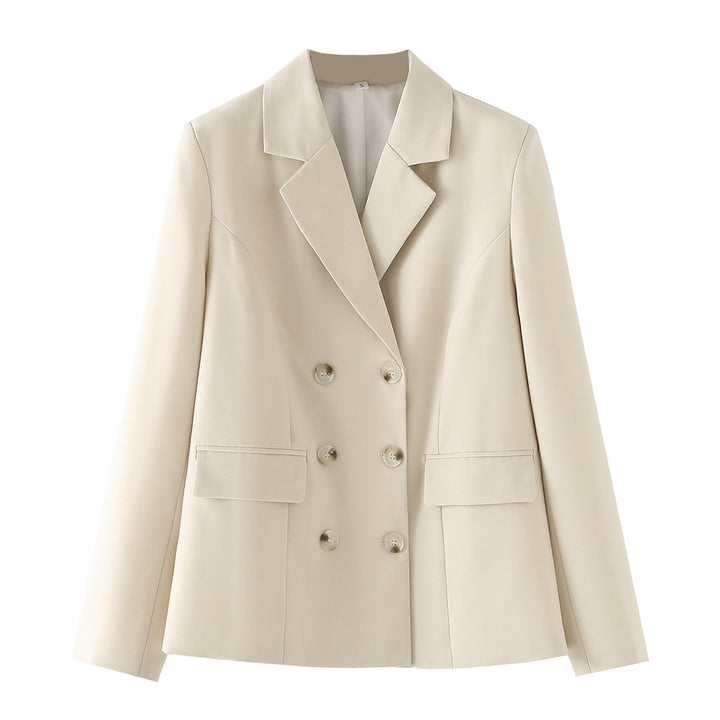 Damen nan leichter Doppelreiher-Blazer aus Strukturcrepe mit Pattentaschen und definierter Taillenform Drune