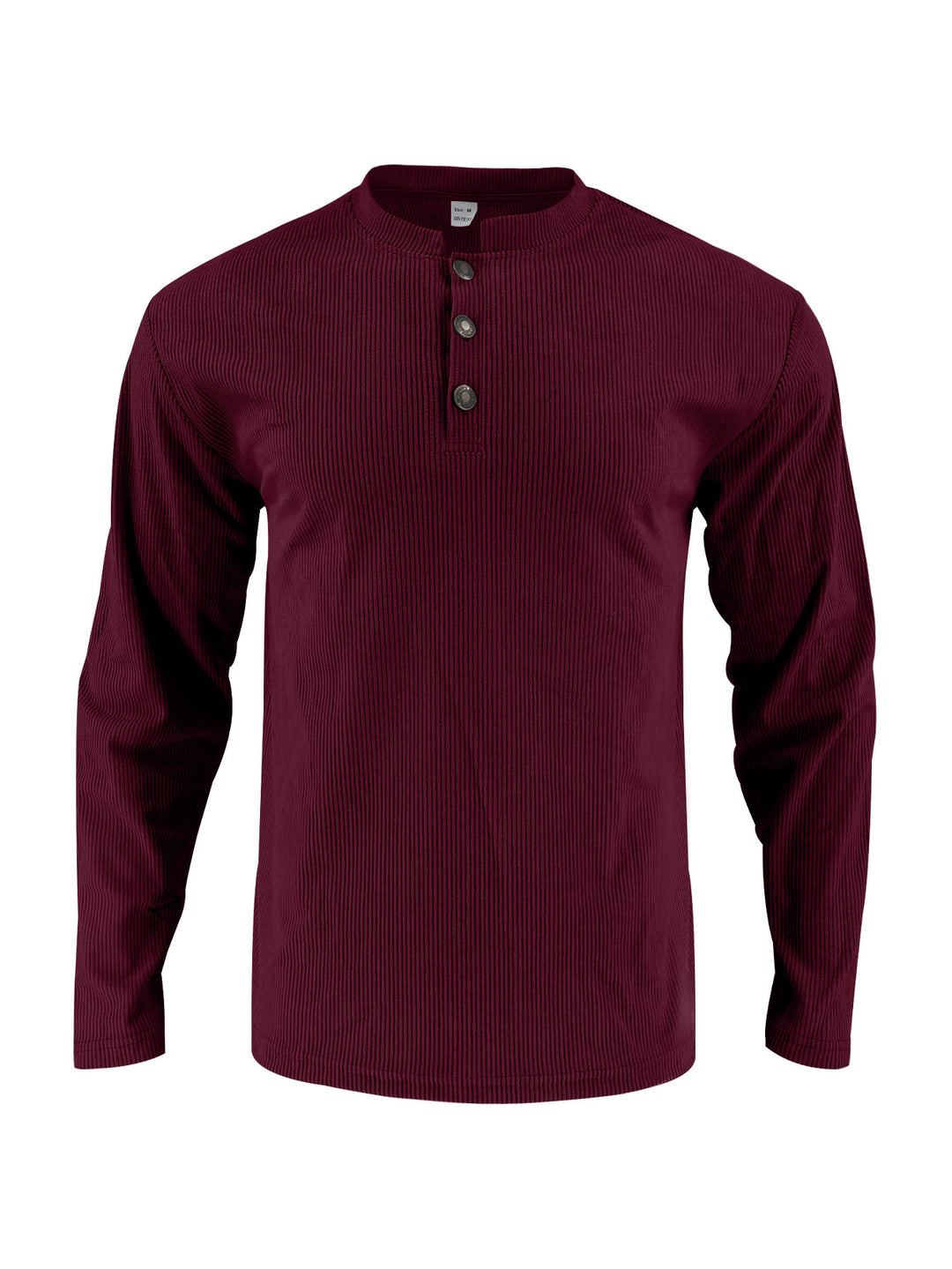 Herren Langarmshirt mit modischer Stehkragen und Knopfleiste Drune
