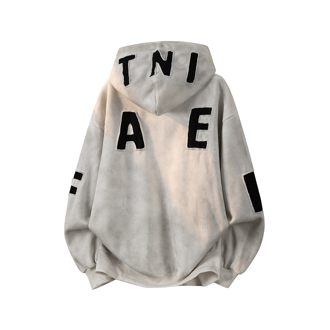 Unisex Oversize Kapuzenpullover mit handschriftlichem Grafik-Print, Kängurutasche & geripptem Saum Drune