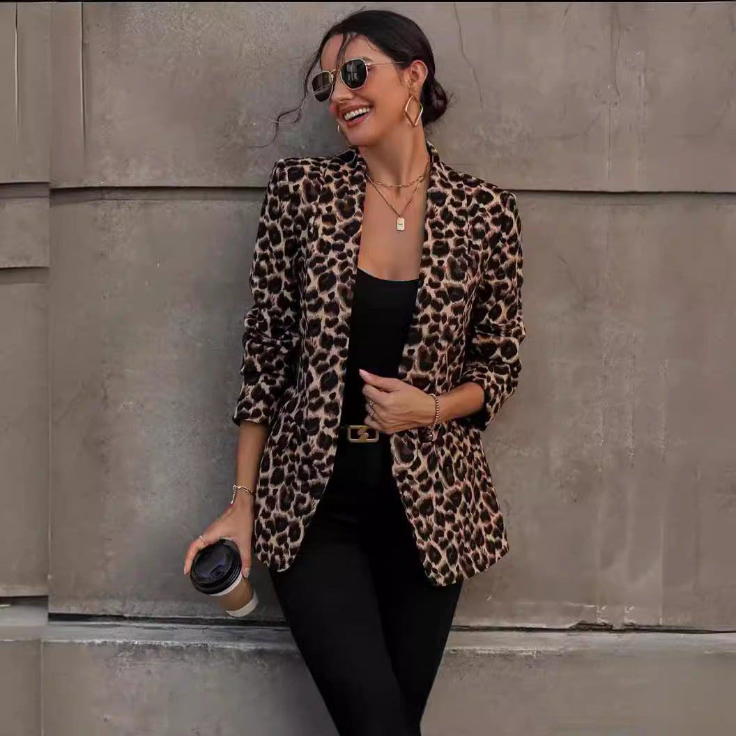Damen Blazer im trendigen Animal-Print mit elegantem Revers und praktischen Taschen Drune