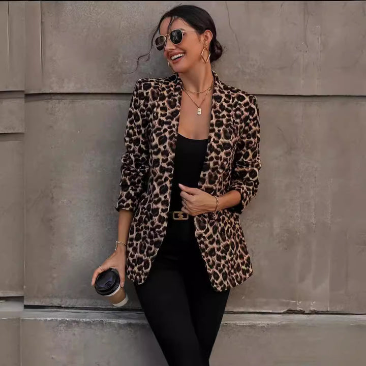Damen Blazer im trendigen Animal-Print mit elegantem Revers und praktischen Taschen Drune