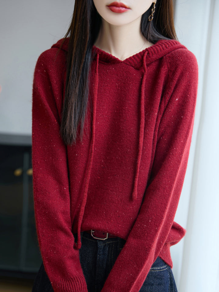Damen Weicher Feinstrick-Kapuzenpullover mit Nep‑Garn und gerippten Bündchen Drune
