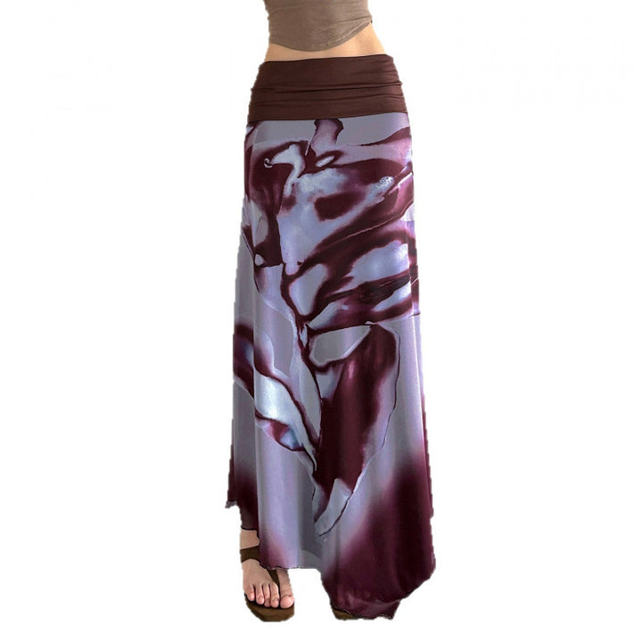 Damen Eleganter Maxirock mit farbenfrohem floralem Muster und komfortablem elastischem Bund Drune
