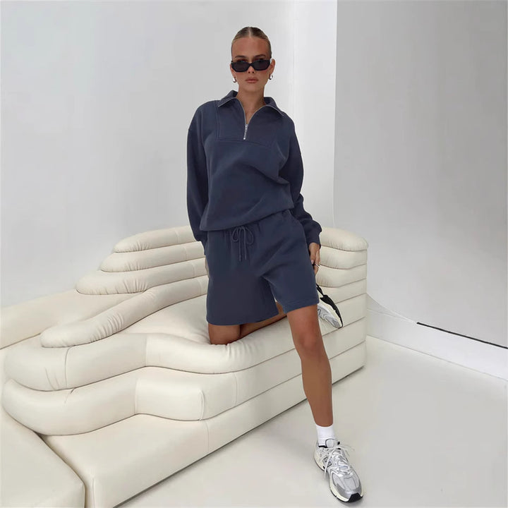 Damen sportliches Sweatshirt und Shorts Set Drune