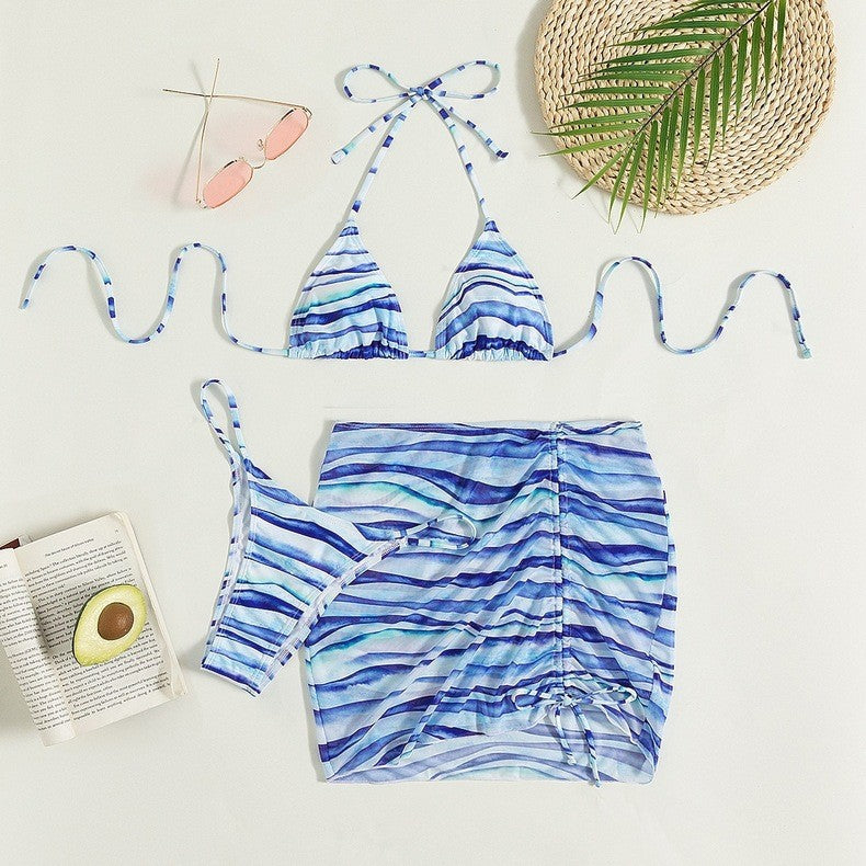 Damen Triangel-Bikini mit modischem Wickelrock Drune