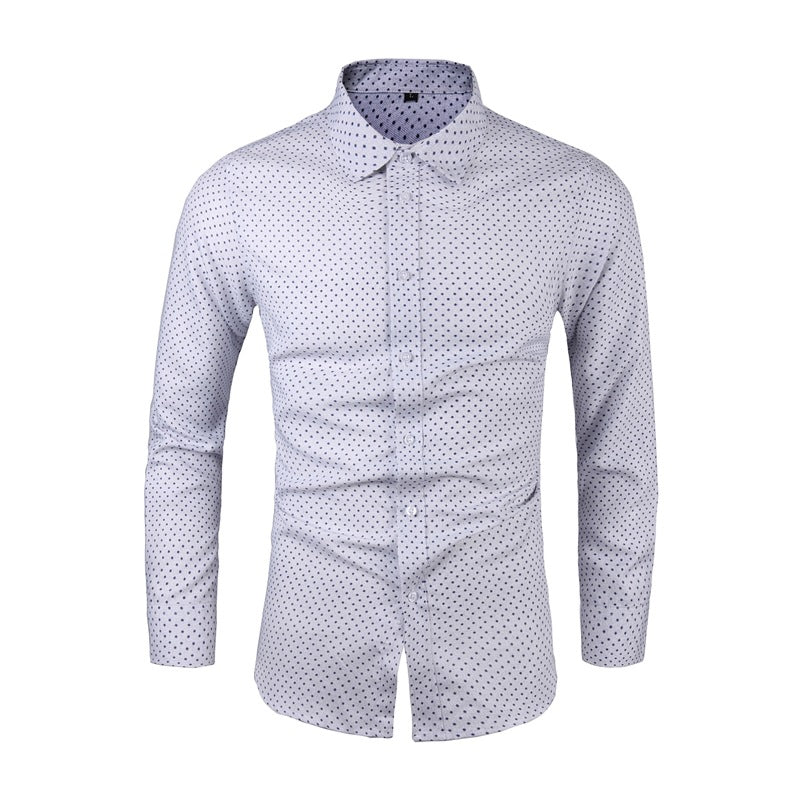 Herren Slim-Fit Hemd mit feinem Pünktchenmuster und Kentkragen Drune