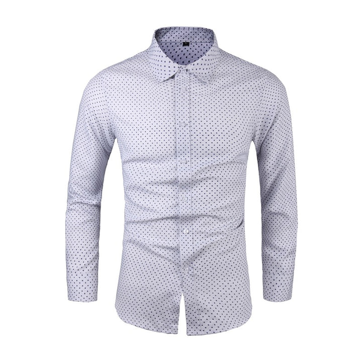 Herren Slim-Fit Hemd mit feinem Pünktchenmuster und Kentkragen Drune