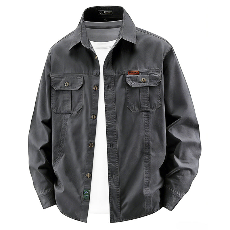 Herren  leichte Baumwolle Utility Overshirt mit Klappbrusttaschen Drune