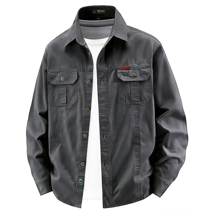 Herren  leichte Baumwolle Utility Overshirt mit Klappbrusttaschen Drune
